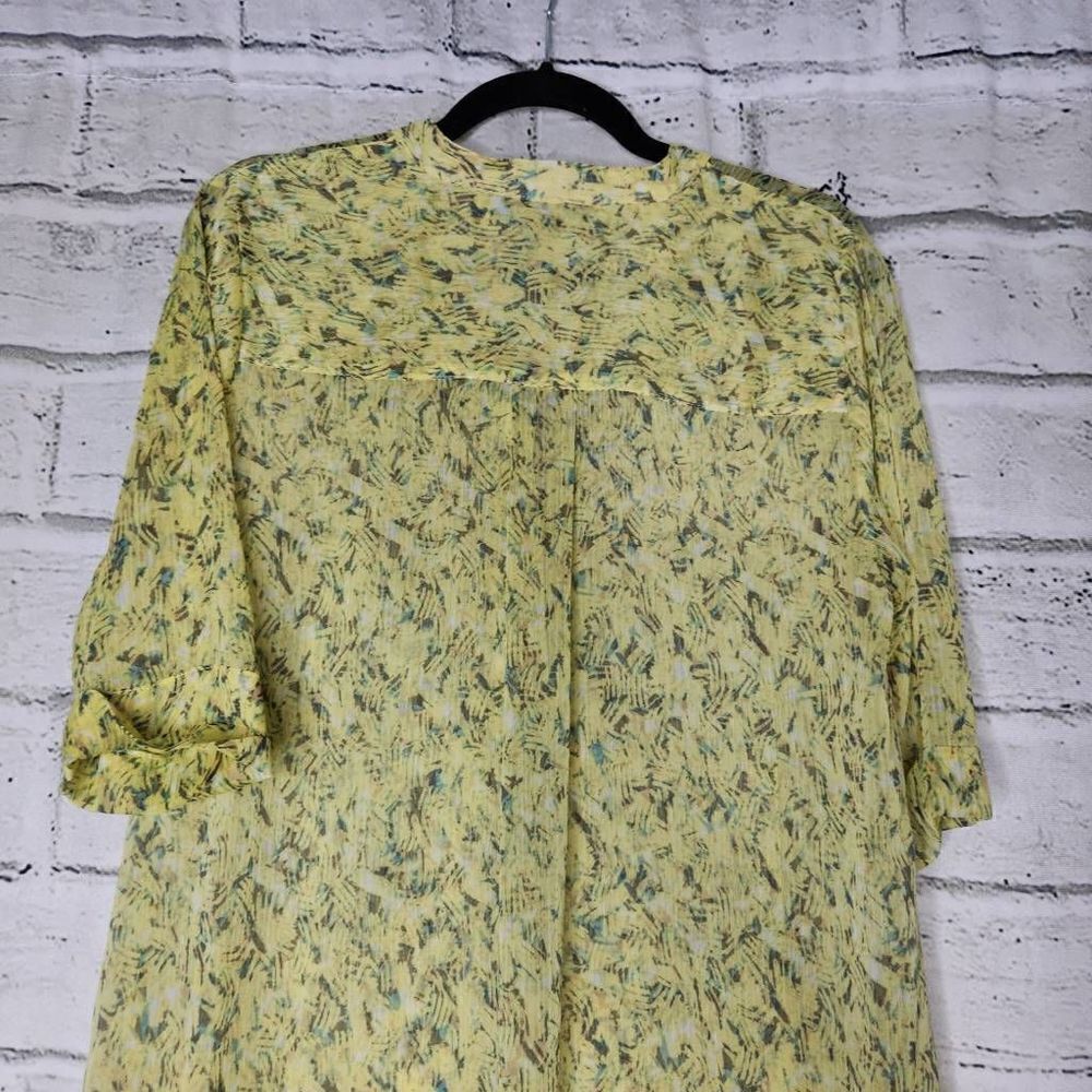 Nic + Zoe Printed Split V-Neck Hi-Low Hem Tunic Top Yellow Small - Picture 11 of 14
